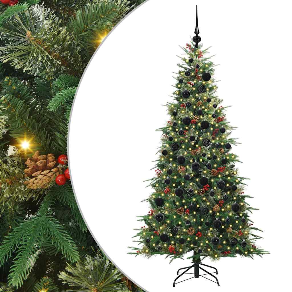 Kunstigt Hinged Juletræ med 300 LED'er Grøn 180 cm PE og PVC