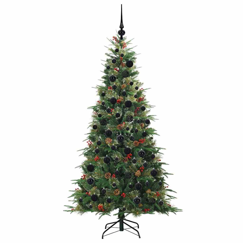 Kunstigt Hinged Juletræ med 300 LED'er Grøn 180 cm PE og PVC