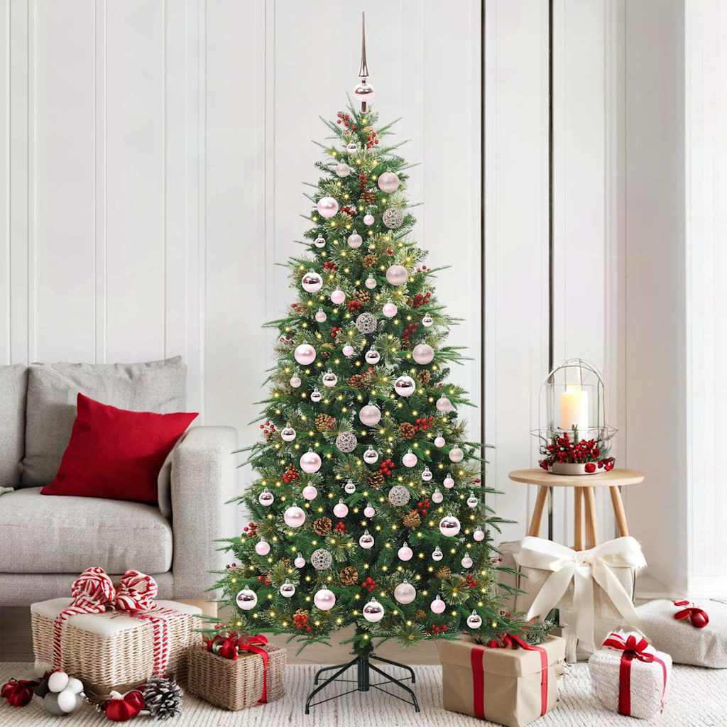 Kunstigt Hinged Juletræ med 300 LED'er Grøn 180 cm PE og PVC
