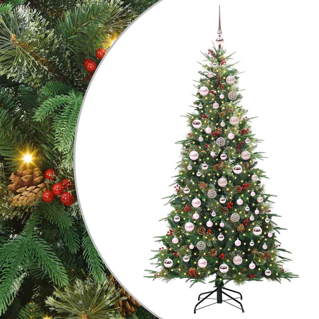 Kunstigt Hinged Juletræ med 300 LED'er Grøn 180 cm PE og PVC