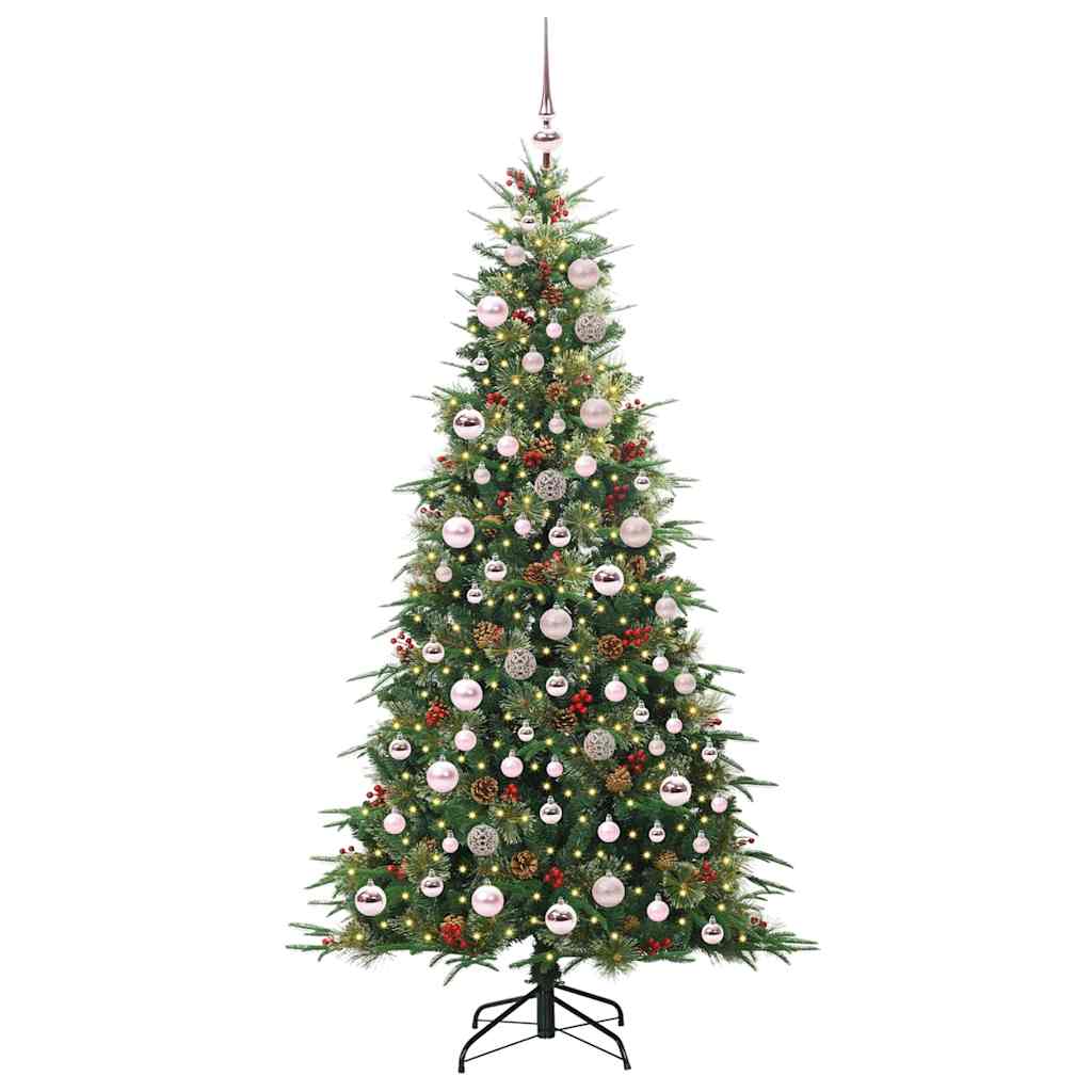 Kunstigt Hinged Juletræ med 300 LED'er Grøn 180 cm PE og PVC