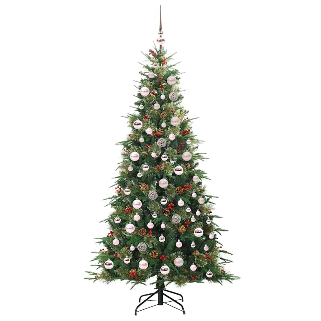 Kunstigt Hinged Juletræ med 300 LED'er Grøn 180 cm PE og PVC