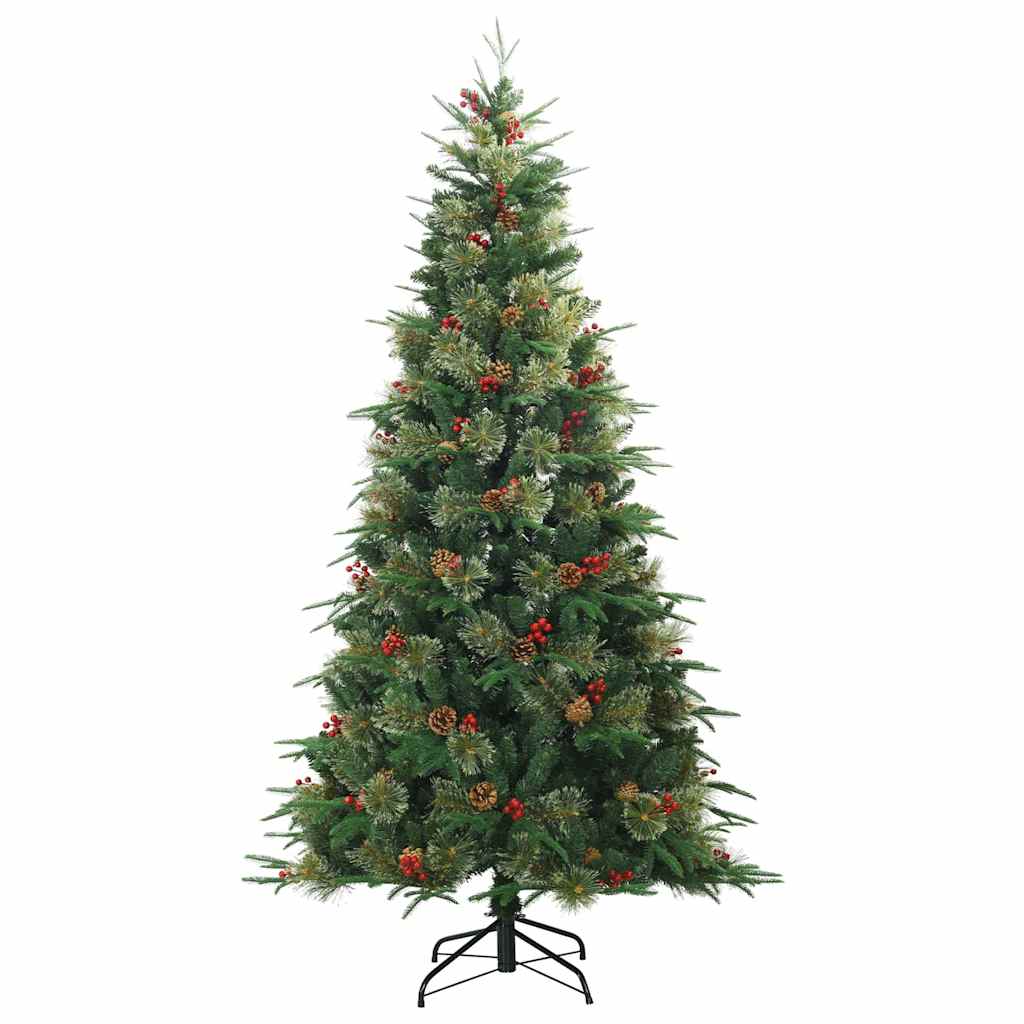 Kunstigt Hinged Juletræ med 300 LED'er Grøn 180 cm PE og PVC