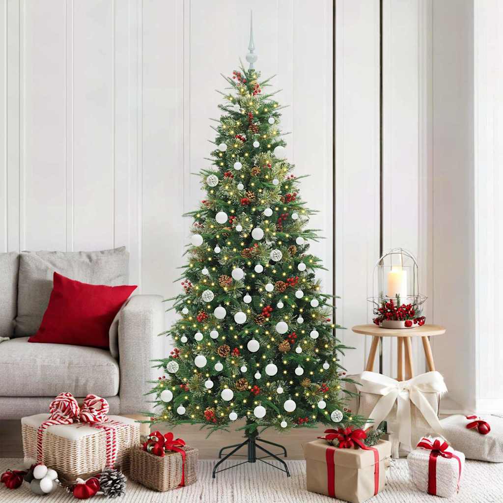 Kunstigt Hinged Juletræ med 300 LED'er Grøn 180 cm PE og PVC