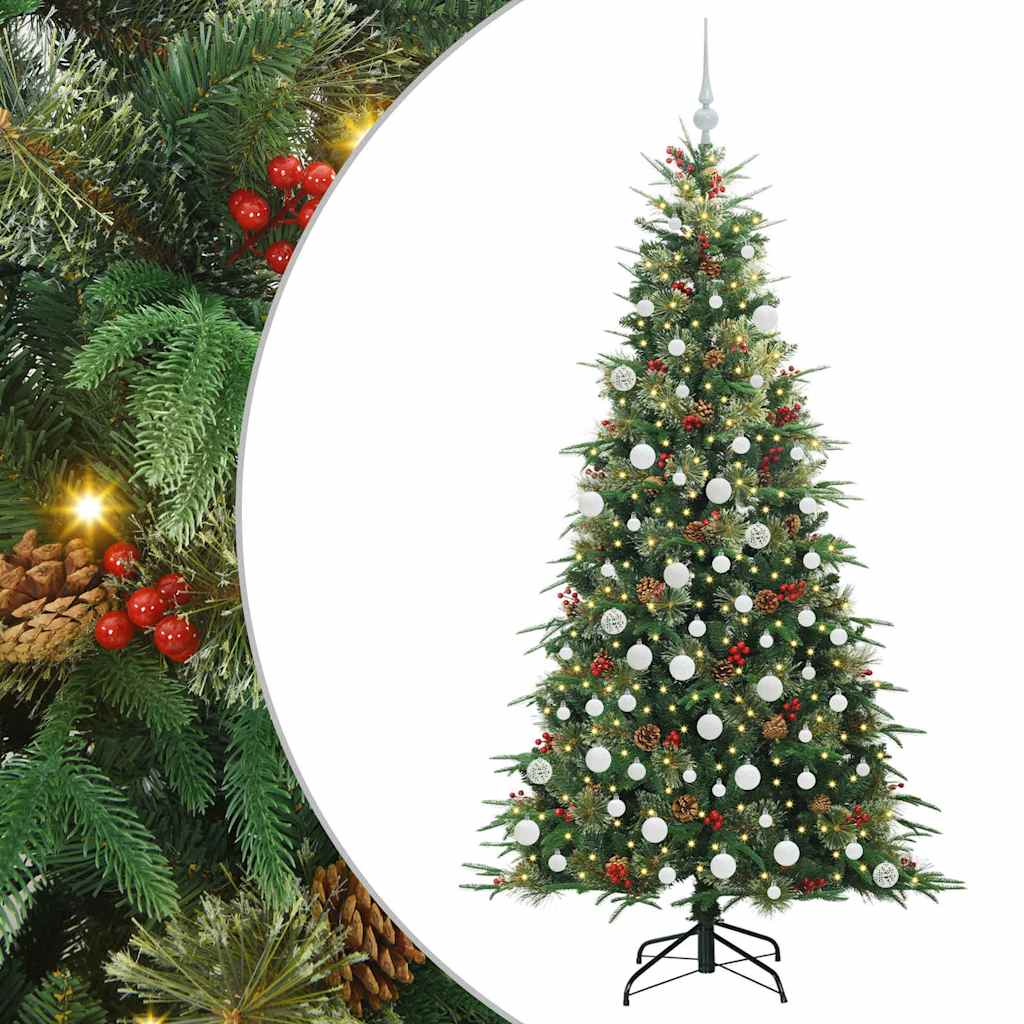 Kunstigt Hinged Juletræ med 300 LED'er Grøn 180 cm PE og PVC