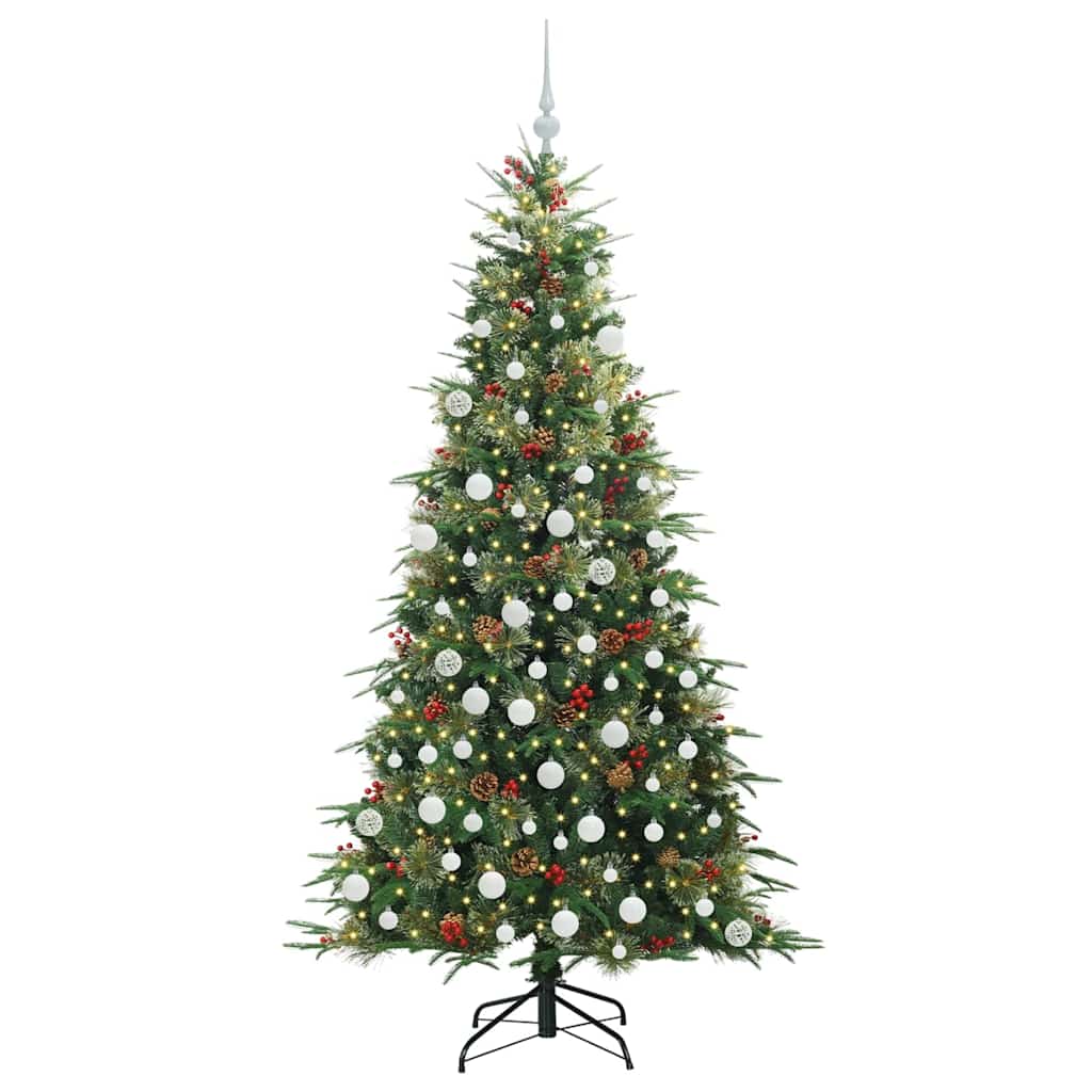 Kunstigt Hinged Juletræ med 300 LED'er Grøn 180 cm PE og PVC