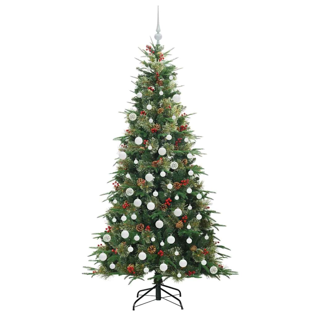Kunstigt Hinged Juletræ med 300 LED'er Grøn 180 cm PE og PVC