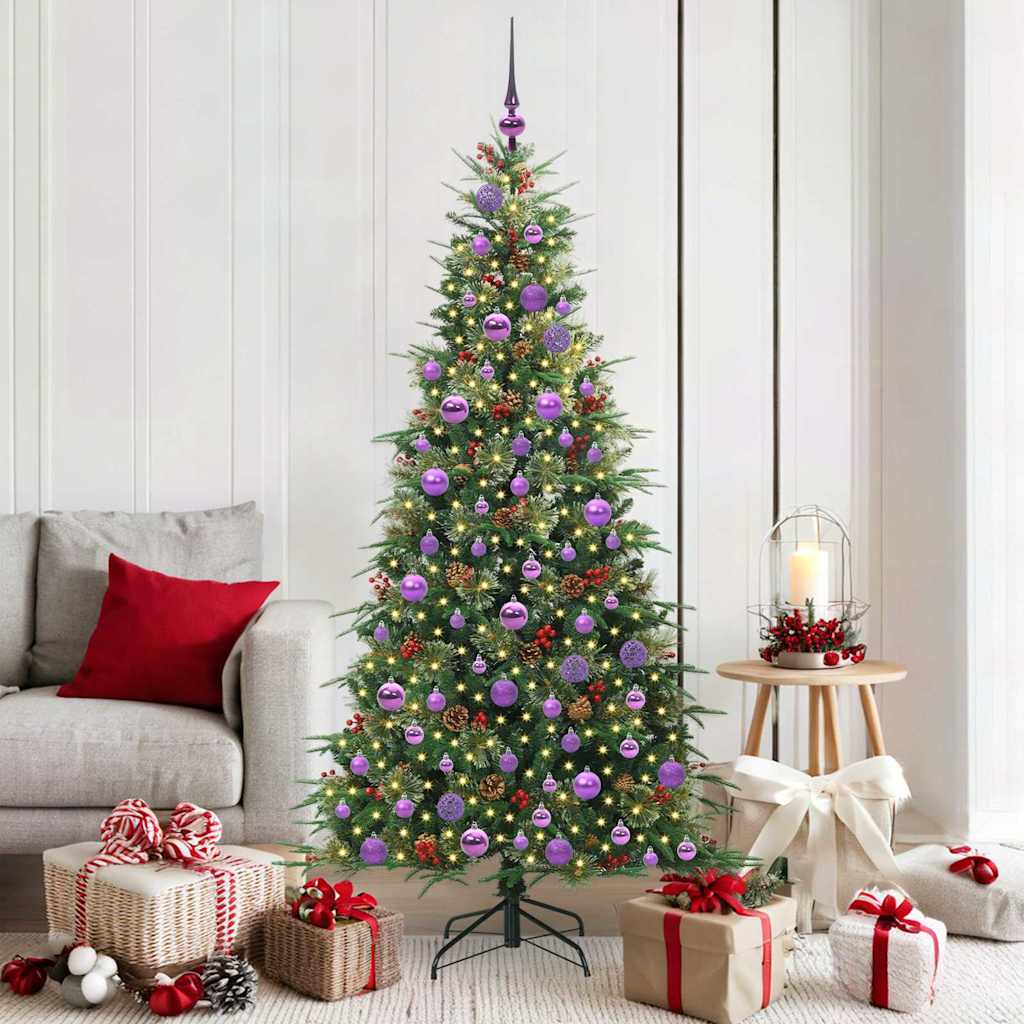 Kunstigt Hinged Juletræ med 300 LED'er Grøn 180 cm PE og PVC