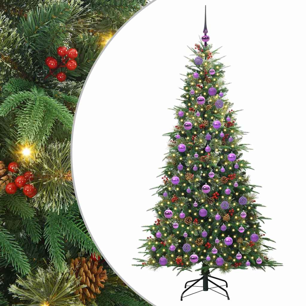 Kunstigt Hinged Juletræ med 300 LED'er Grøn 180 cm PE og PVC