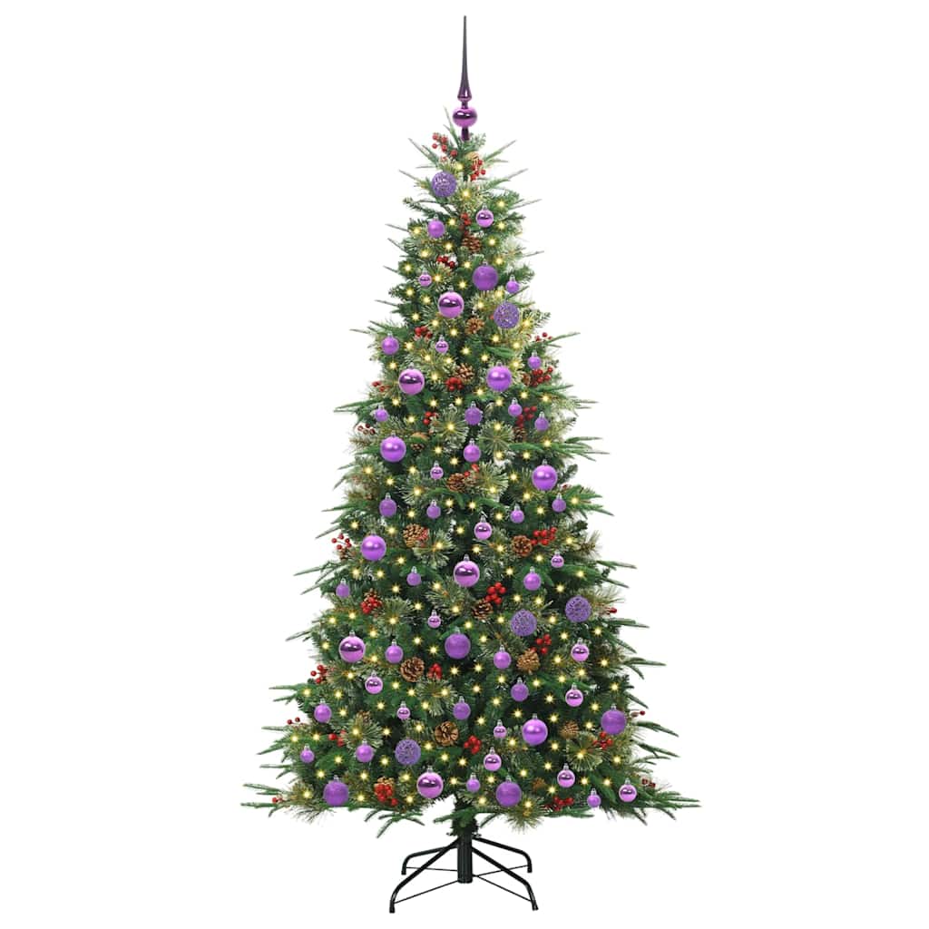 Kunstigt Hinged Juletræ med 300 LED'er Grøn 180 cm PE og PVC