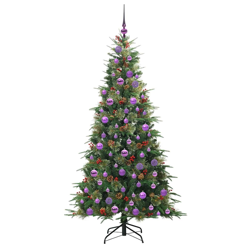 Kunstigt Hinged Juletræ med 300 LED'er Grøn 180 cm PE og PVC