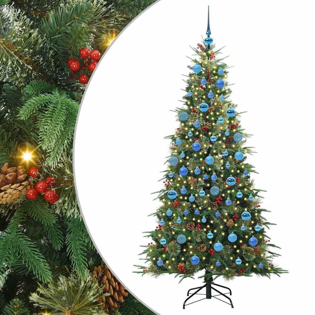 Kunstigt Hinged Juletræ med 300 LED'er Grøn 180 cm PE og PVC