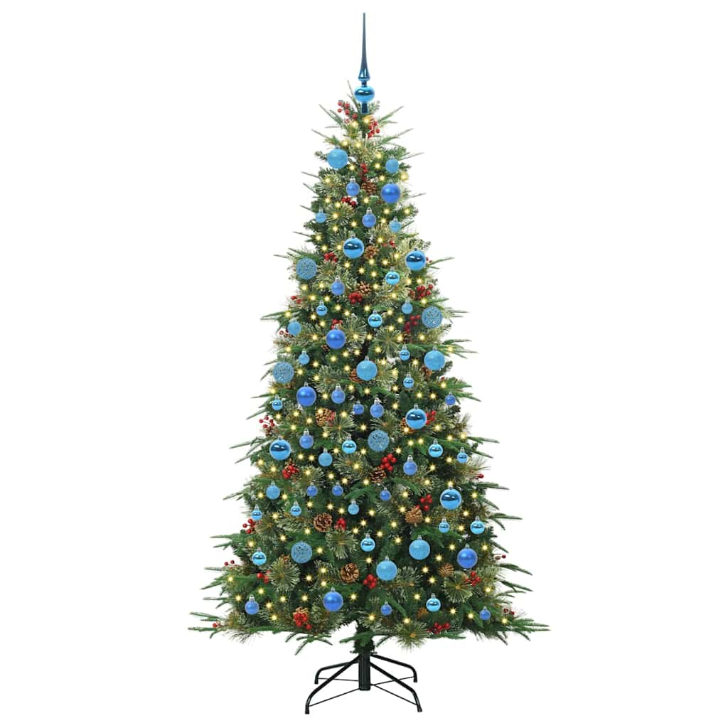 Kunstigt Hinged Juletræ med 300 LED'er Grøn 180 cm PE og PVC