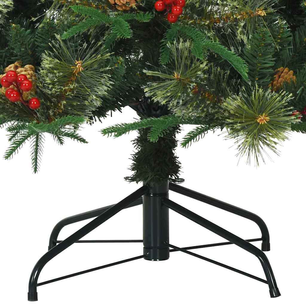 Kunstigt Hinged Juletræ med 300 LED'er Grøn 210 cm PE og PVC