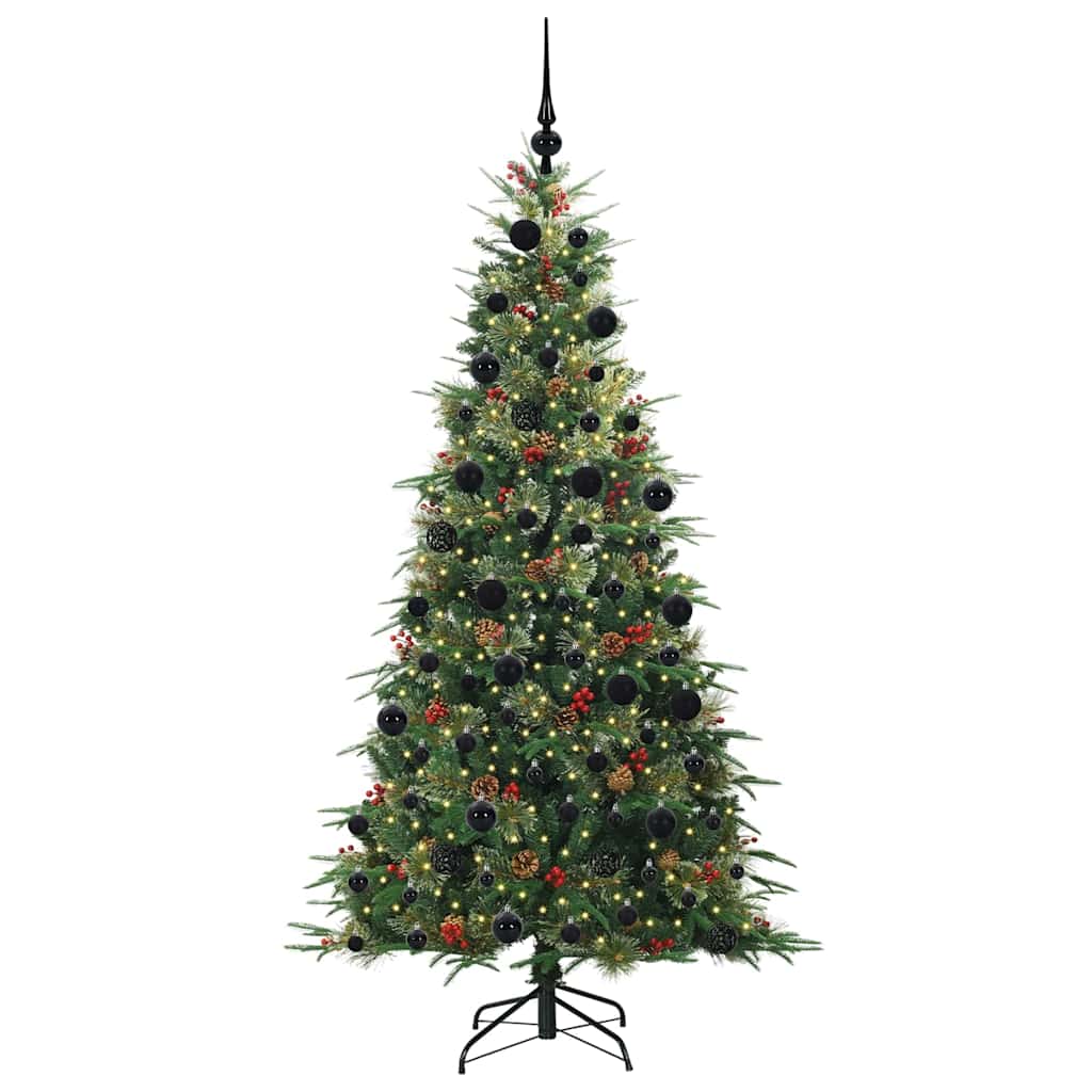 Kunstigt Hinged Juletræ med 300 LED'er Grøn 210 cm PE og PVC