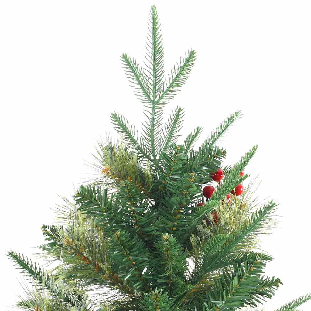 Kunstigt Hinged Juletræ med 300 LED'er Grøn 210 cm PE og PVC