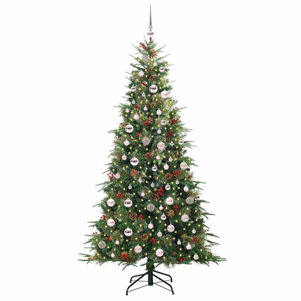 Kunstigt Hinged Juletræ med 300 LED'er Grøn 210 cm PE og PVC