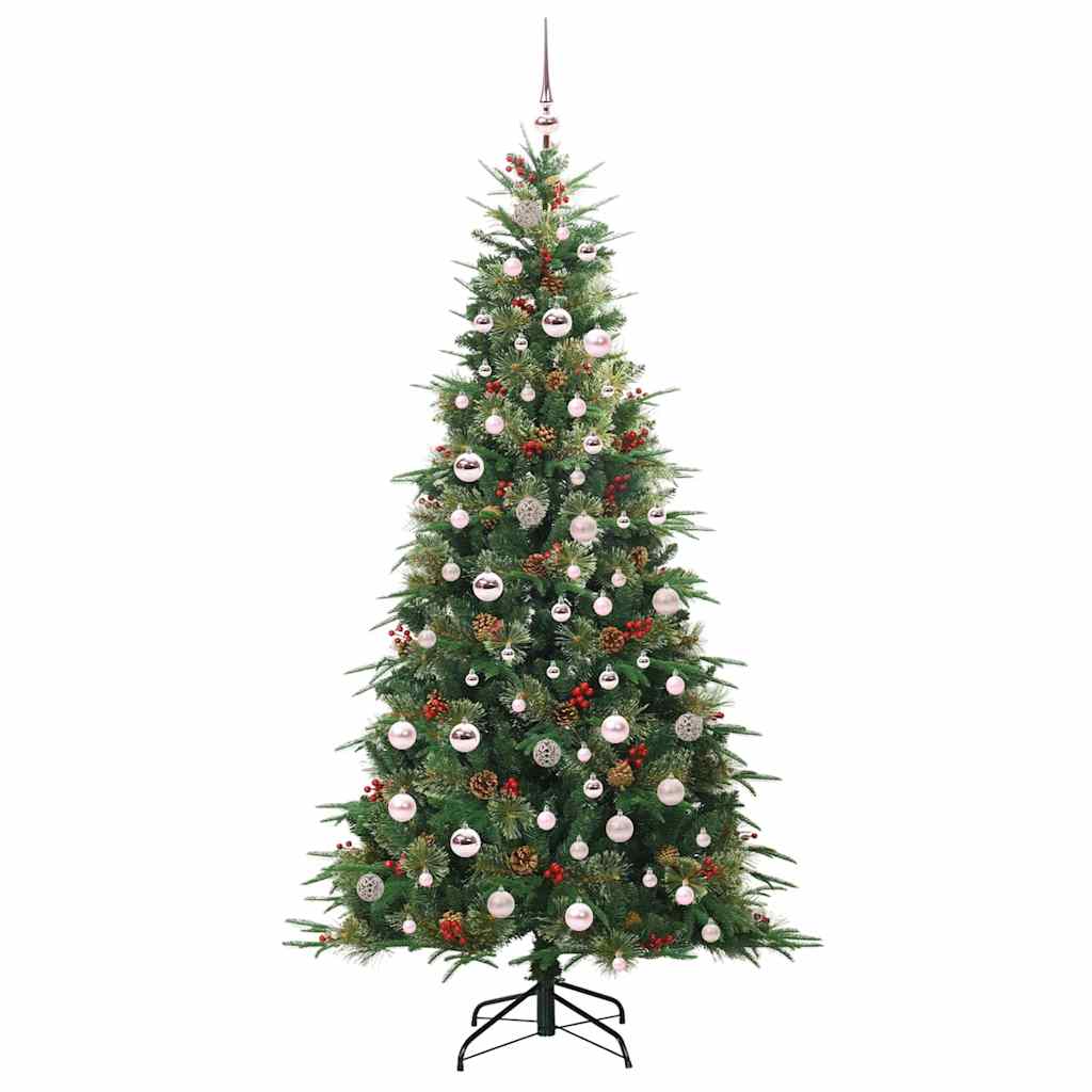 Kunstigt Hinged Juletræ med 300 LED'er Grøn 210 cm PE og PVC