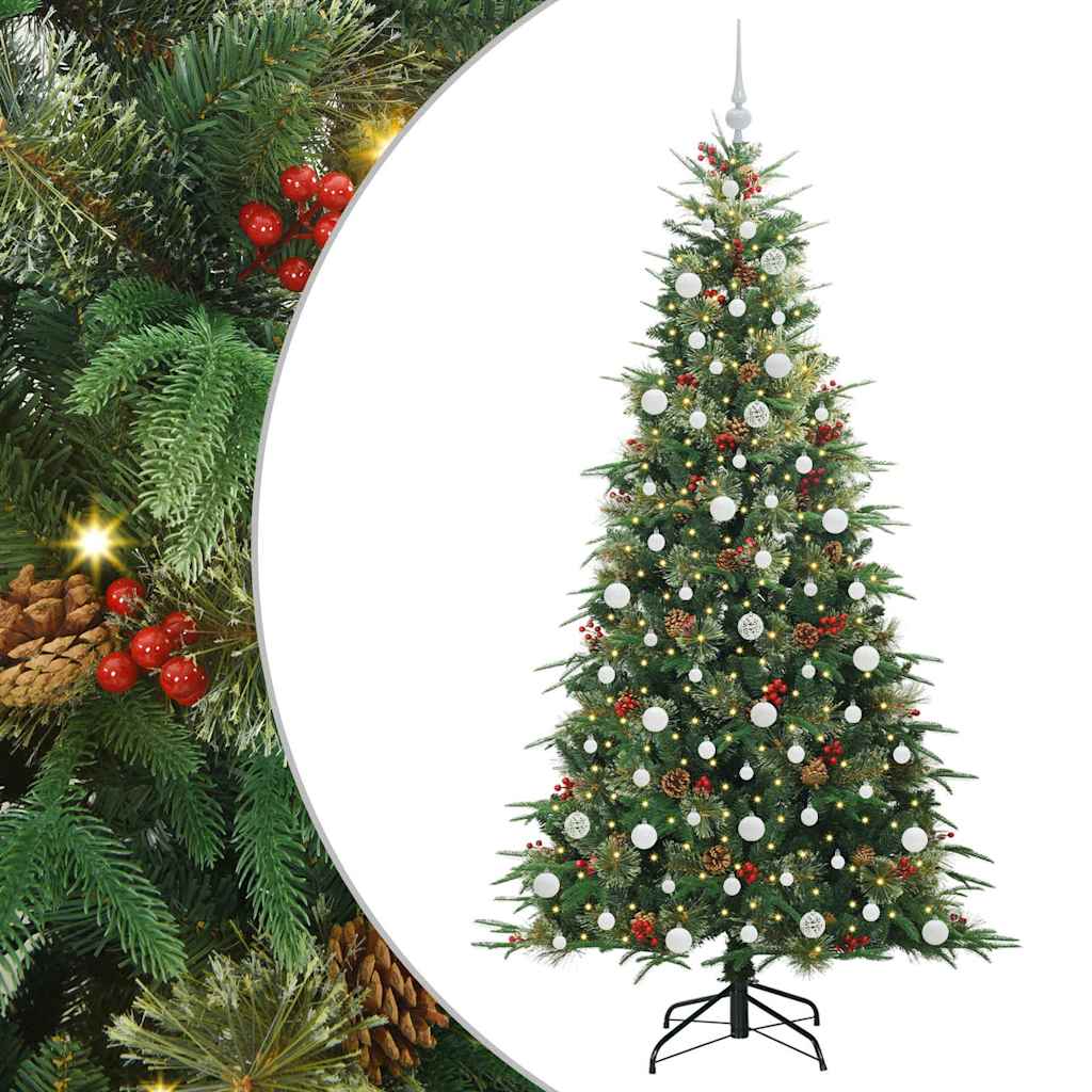 Kunstigt Hinged Juletræ med 300 LED'er Grøn 210 cm PE og PVC