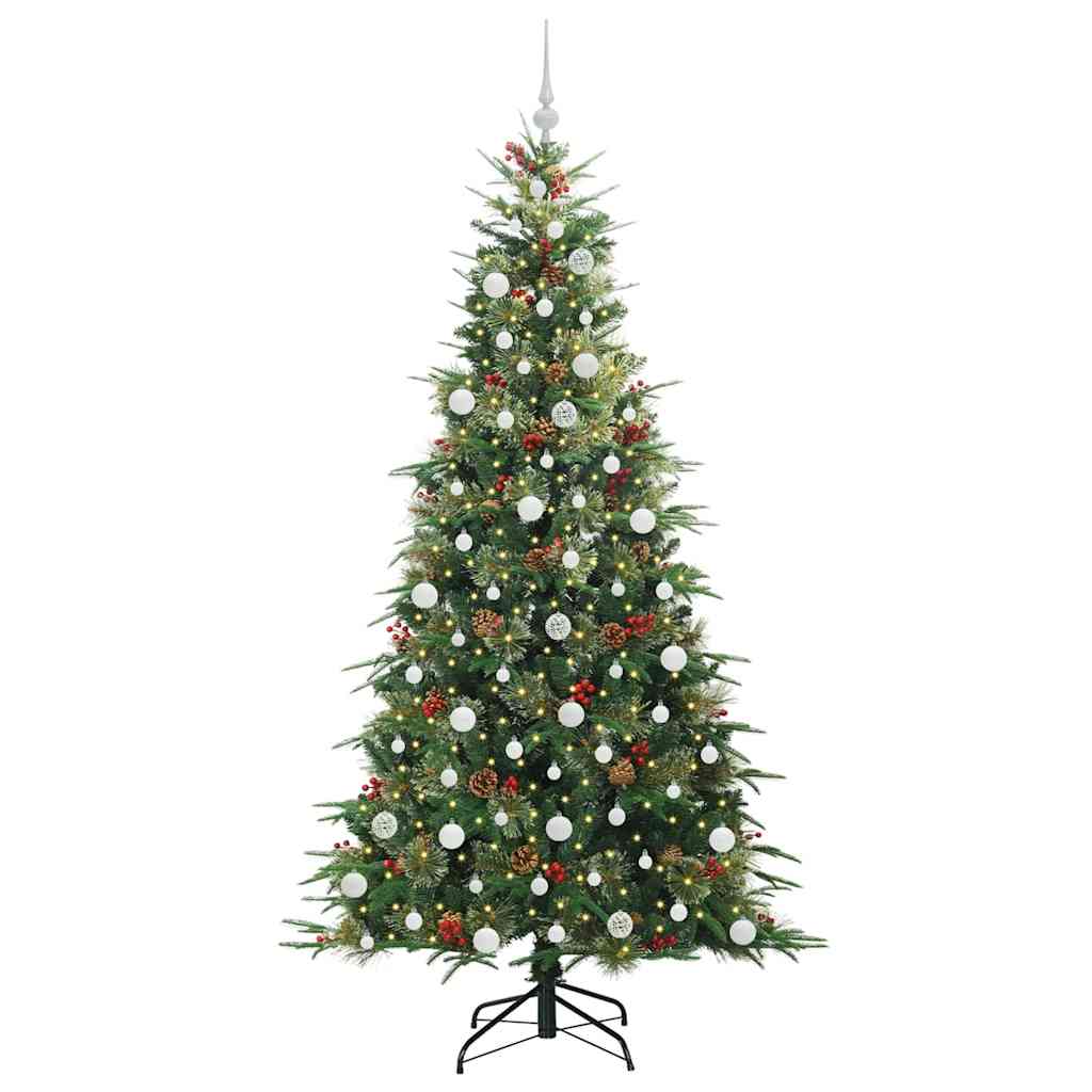 Kunstigt Hinged Juletræ med 300 LED'er Grøn 210 cm PE og PVC