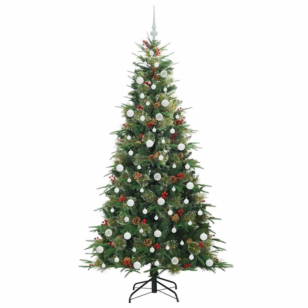 Kunstigt Hinged Juletræ med 300 LED'er Grøn 210 cm PE og PVC
