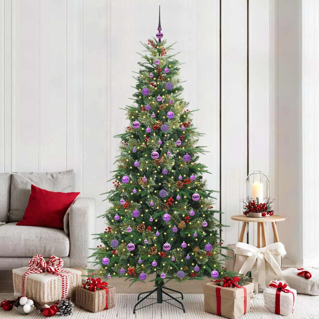 Kunstigt Hinged Juletræ med 300 LED'er Grøn 210 cm PE og PVC