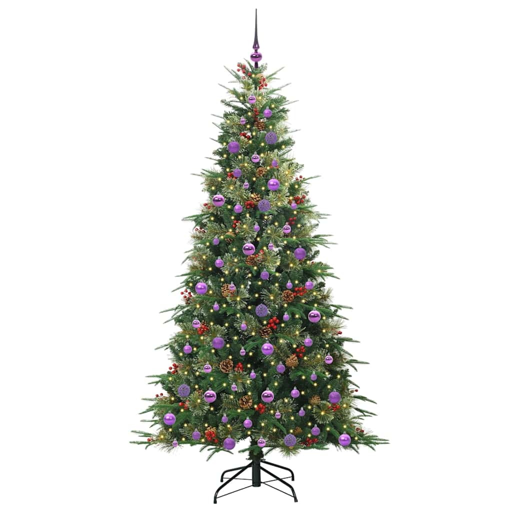 Kunstigt Hinged Juletræ med 300 LED'er Grøn 210 cm PE og PVC