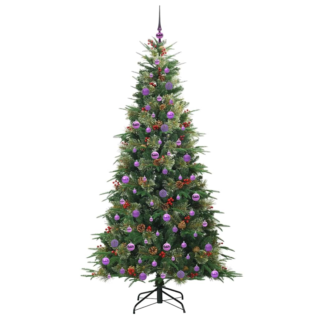 Kunstigt Hinged Juletræ med 300 LED'er Grøn 210 cm PE og PVC