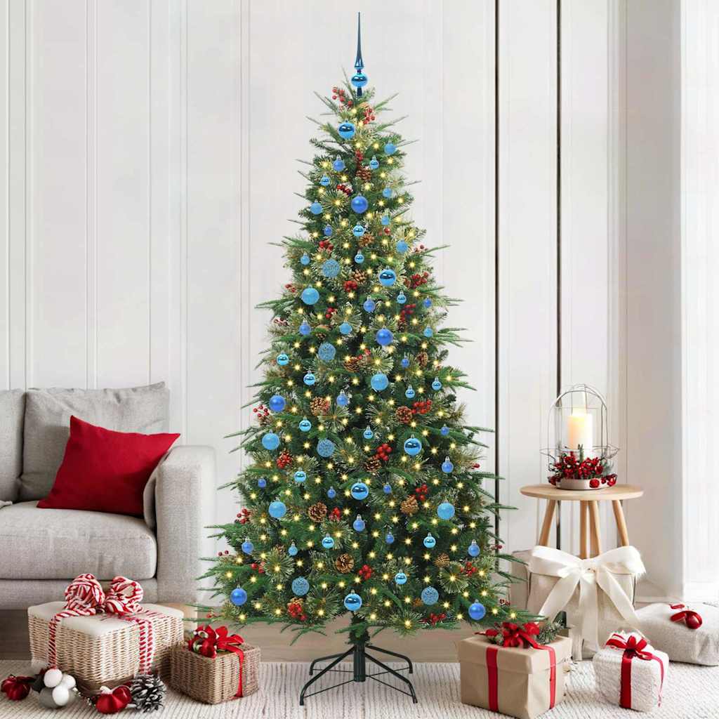 Kunstigt Hinged Juletræ med 300 LED'er Grøn 210 cm PE og PVC