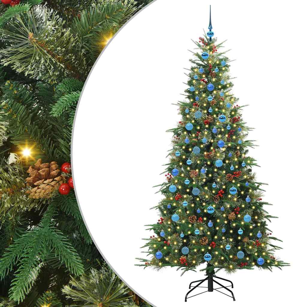 Kunstigt Hinged Juletræ med 300 LED'er Grøn 210 cm PE og PVC