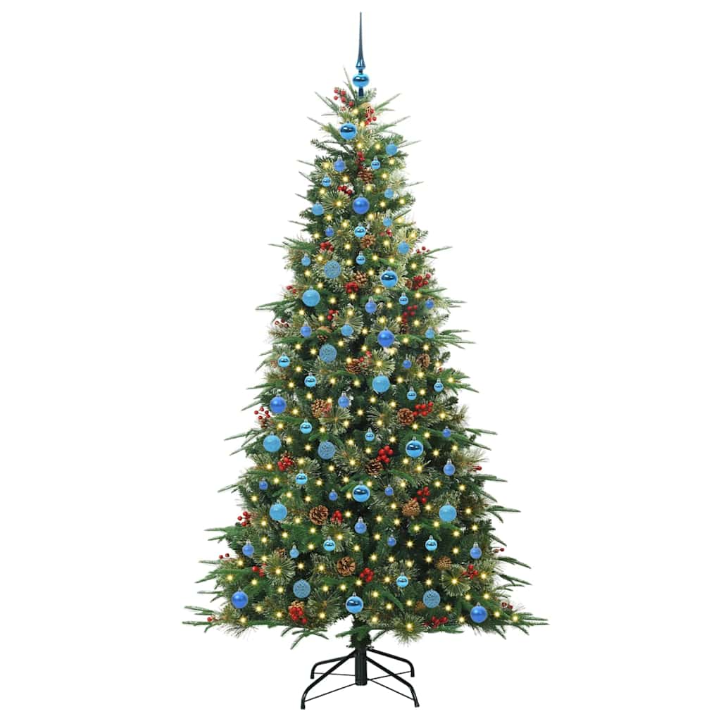 Kunstigt Hinged Juletræ med 300 LED'er Grøn 210 cm PE og PVC
