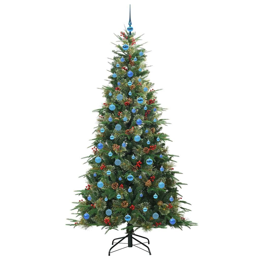 Kunstigt Hinged Juletræ med 300 LED'er Grøn 210 cm PE og PVC