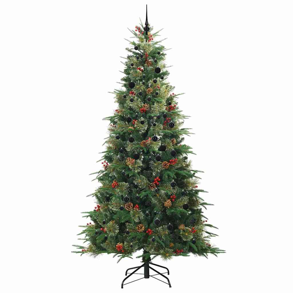 Kunstigt Hinged Juletræ med 300 LED'er Grøn 240 cm PE og PVC