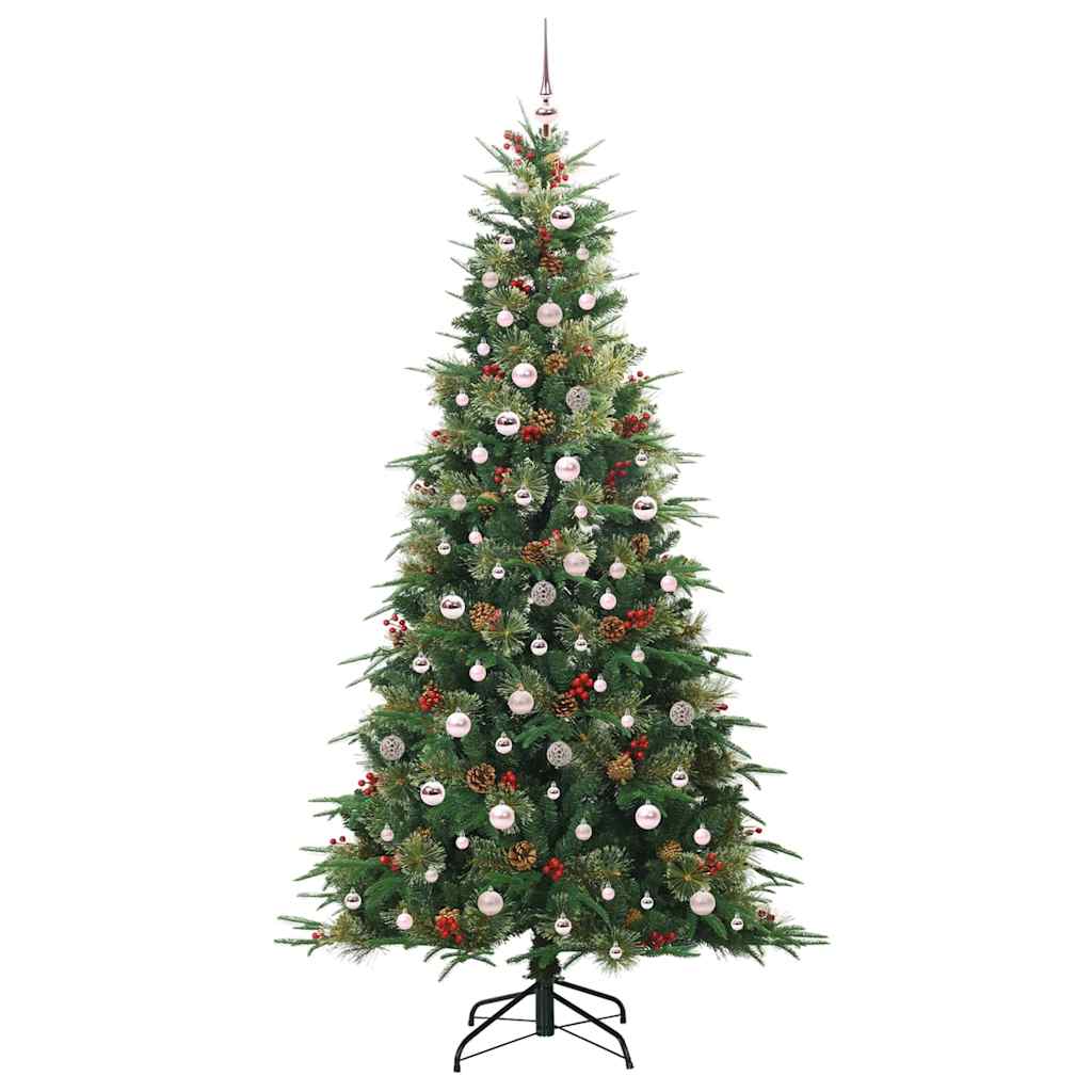 Kunstigt Hinged Juletræ med 300 LED'er Grøn 240 cm PE og PVC