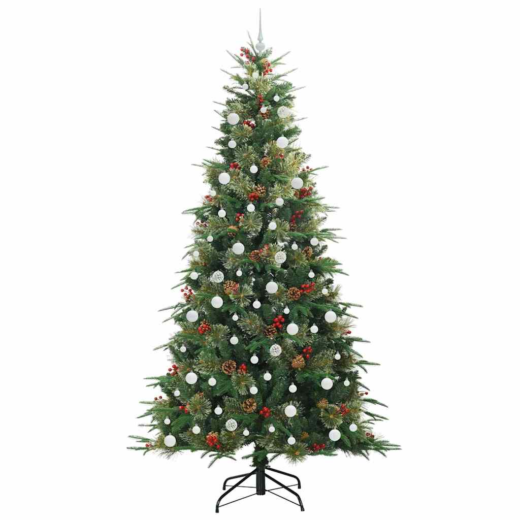 Kunstigt Hinged Juletræ med 300 LED'er Grøn 240 cm PE og PVC