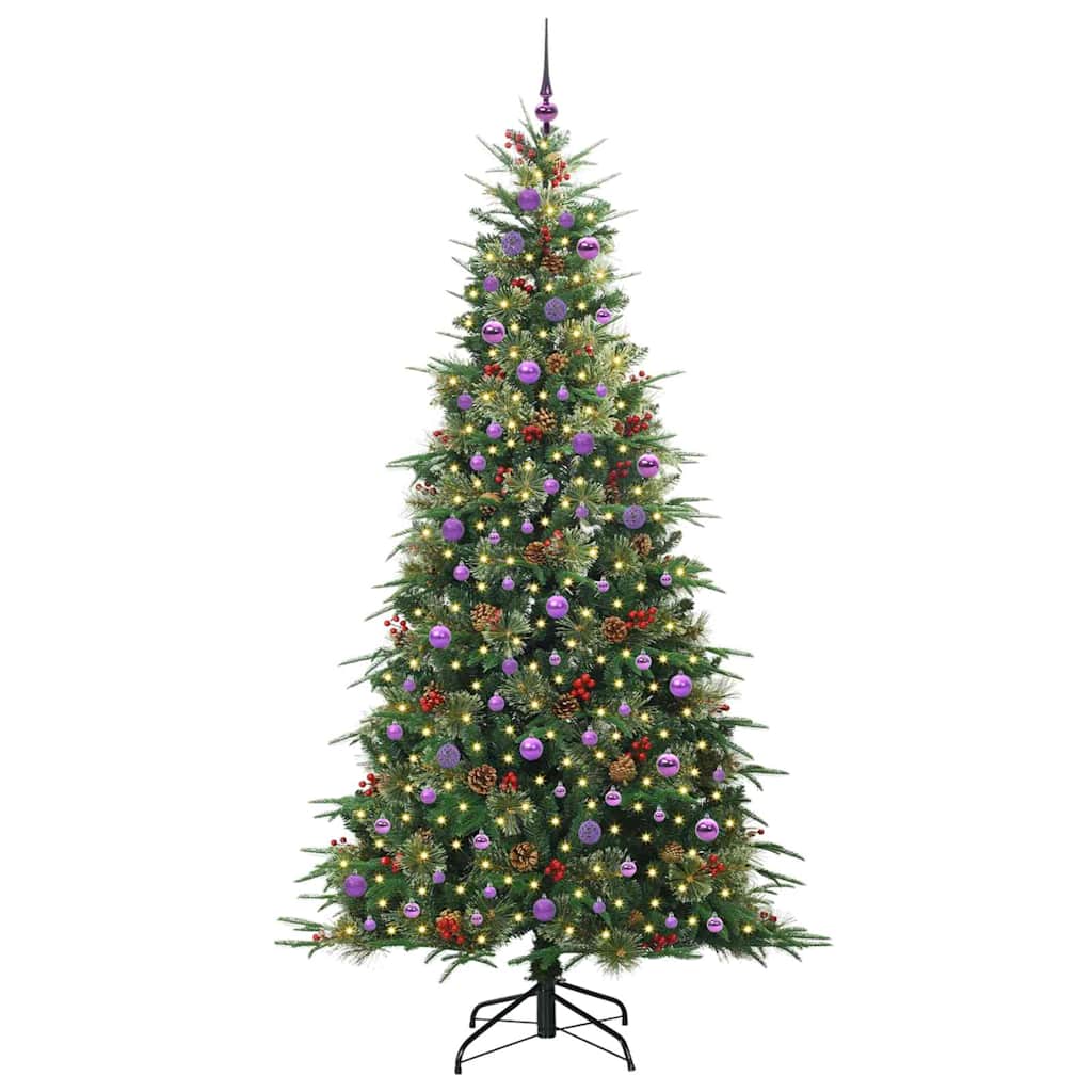 Kunstigt Hinged Juletræ med 300 LED'er Grøn 240 cm PE og PVC