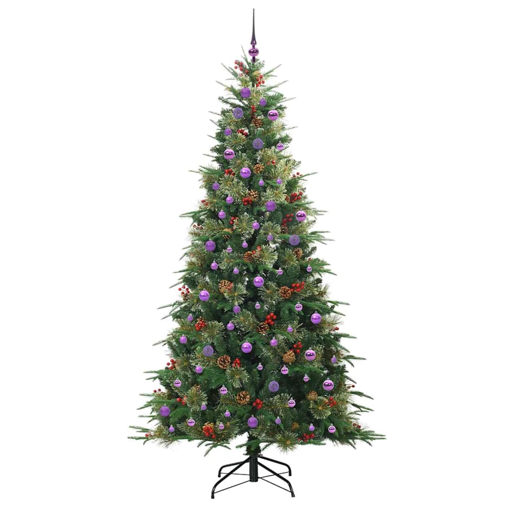 Kunstigt Hinged Juletræ med 300 LED'er Grøn 240 cm PE og PVC