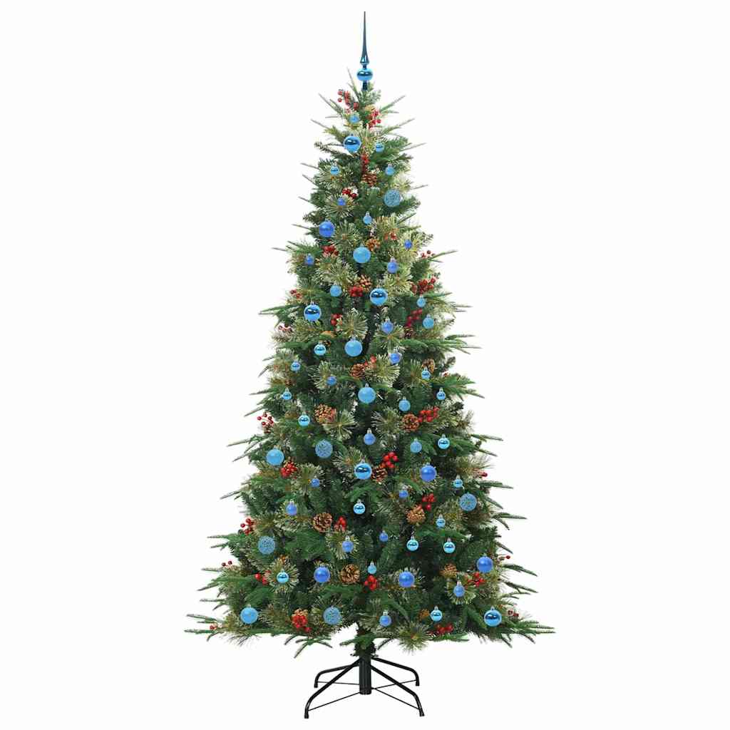 Kunstigt Hinged Juletræ med 300 LED'er Grøn 240 cm PE og PVC
