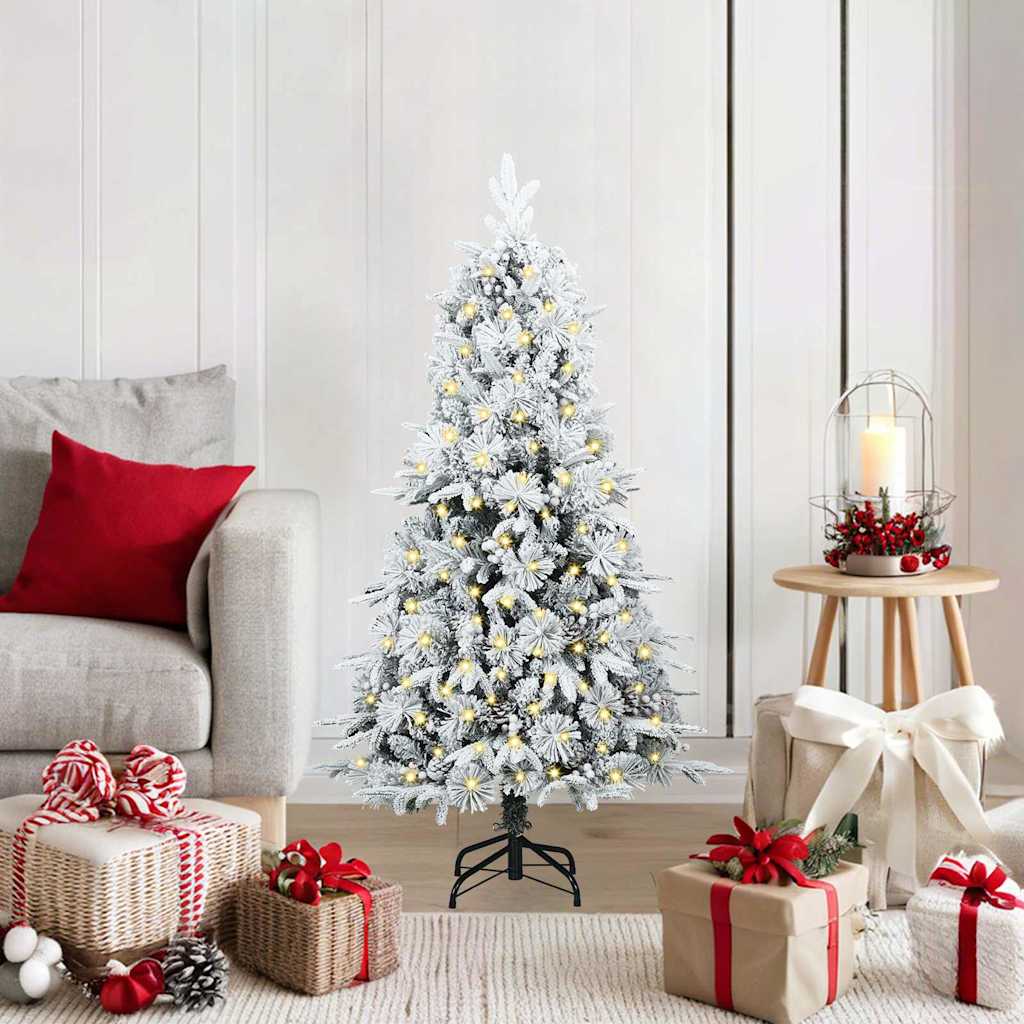 Kunstigt Hinged Juletræ med 150 LED'er Grøn 120 cm PE og PVC