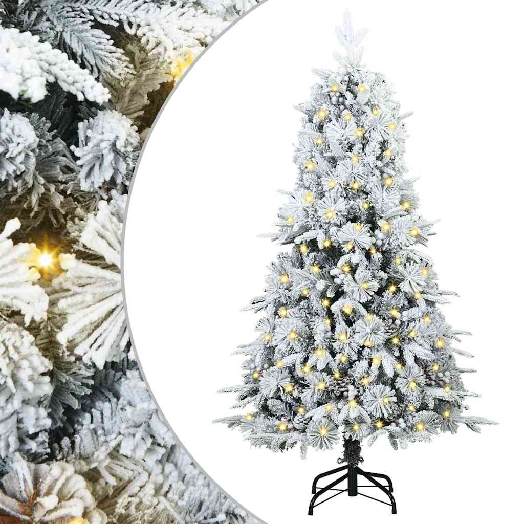 Kunstigt Hinged Juletræ med 150 LED'er Grøn 120 cm PE og PVC