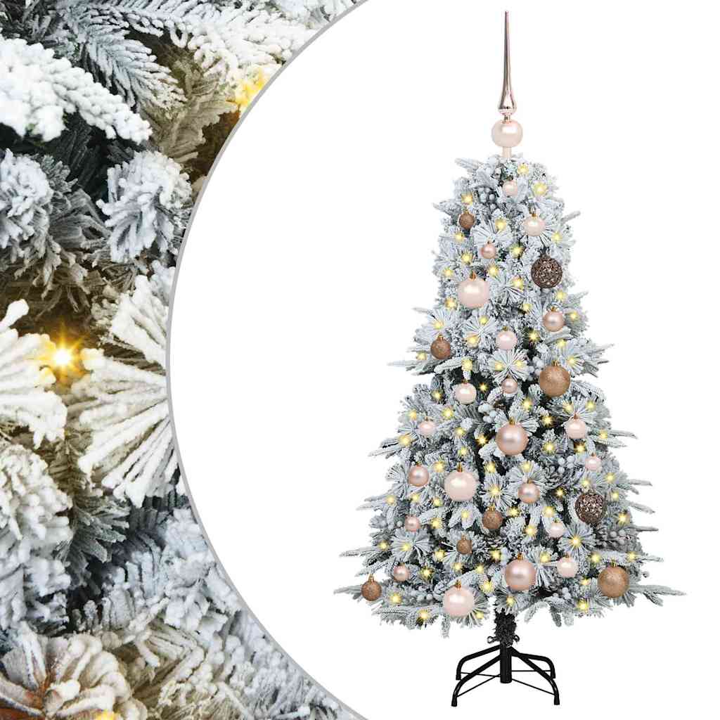 Kunstigt Hinged Juletræ med 150 LED'er Hvid 120 cm PE og PVC