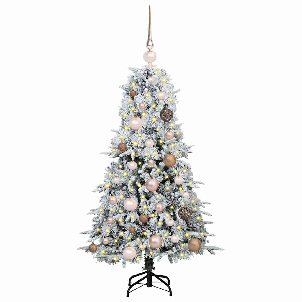 Kunstigt Hinged Juletræ med 150 LED'er Hvid 120 cm PE og PVC
