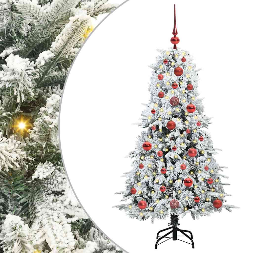 Kunstigt Hinged Juletræ med 150 LED'er Hvid 120 cm PE og PVC