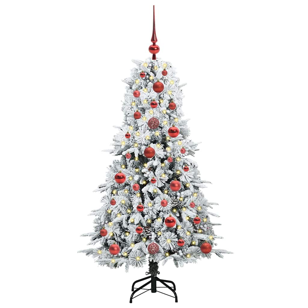 Kunstigt Hinged Juletræ med 150 LED'er Hvid 120 cm PE og PVC