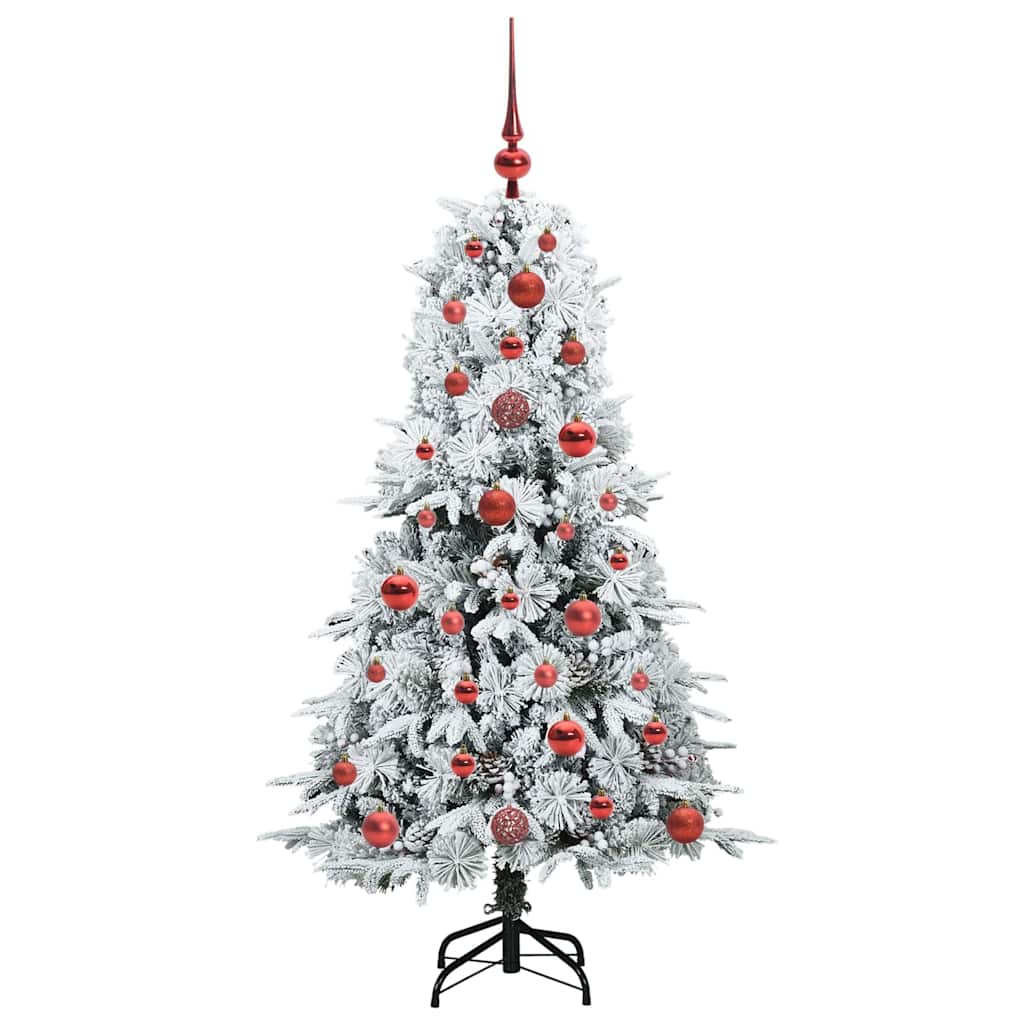 Kunstigt Hinged Juletræ med 150 LED'er Hvid 120 cm PE og PVC