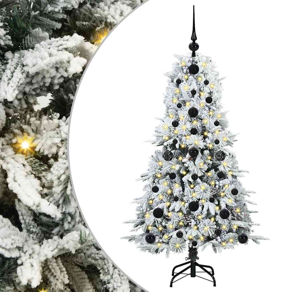 Kunstigt Hinged Juletræ med 150 LED'er Hvid 120 cm PE og PVC