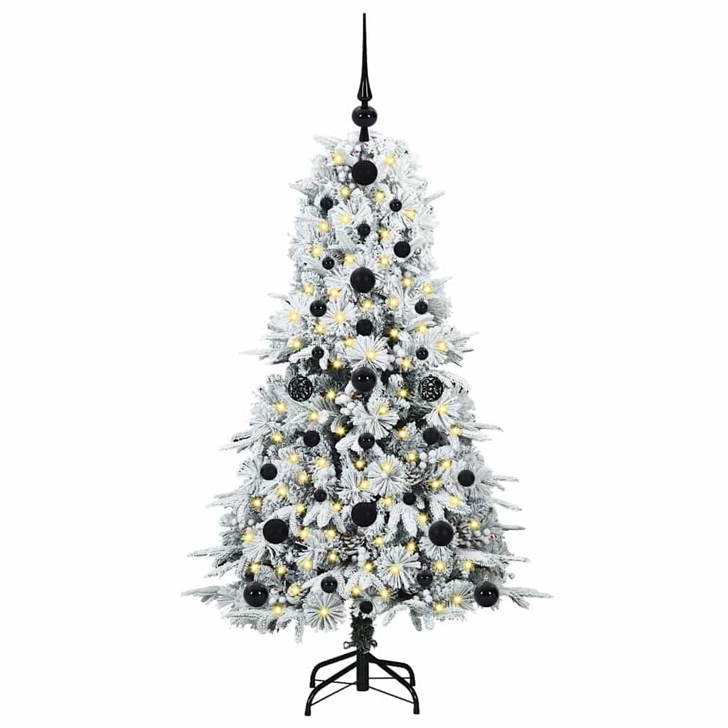 Kunstigt Hinged Juletræ med 150 LED'er Hvid 120 cm PE og PVC