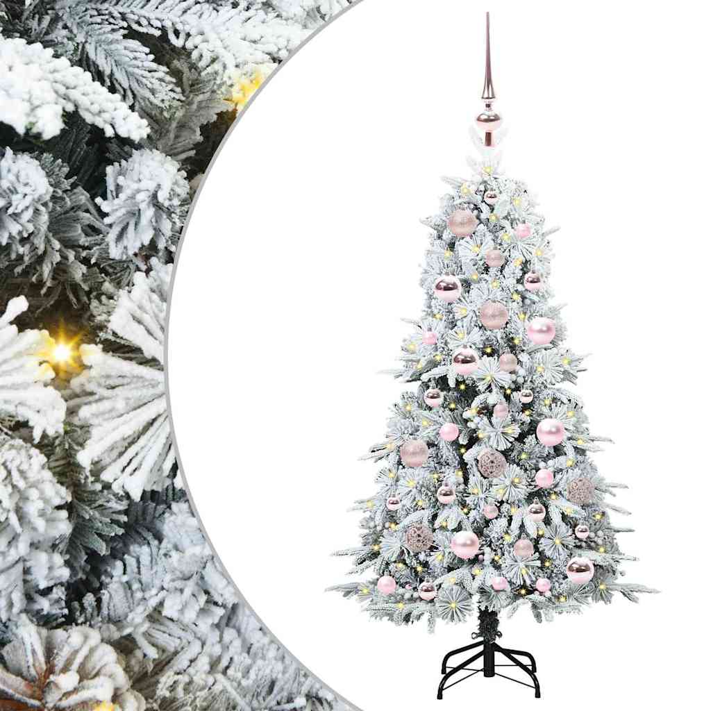 Kunstigt Hinged Juletræ med 150 LED'er Hvid 120 cm PE og PVC