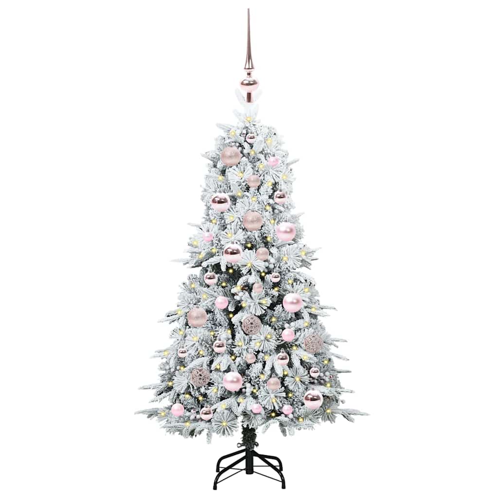 Kunstigt Hinged Juletræ med 150 LED'er Hvid 120 cm PE og PVC