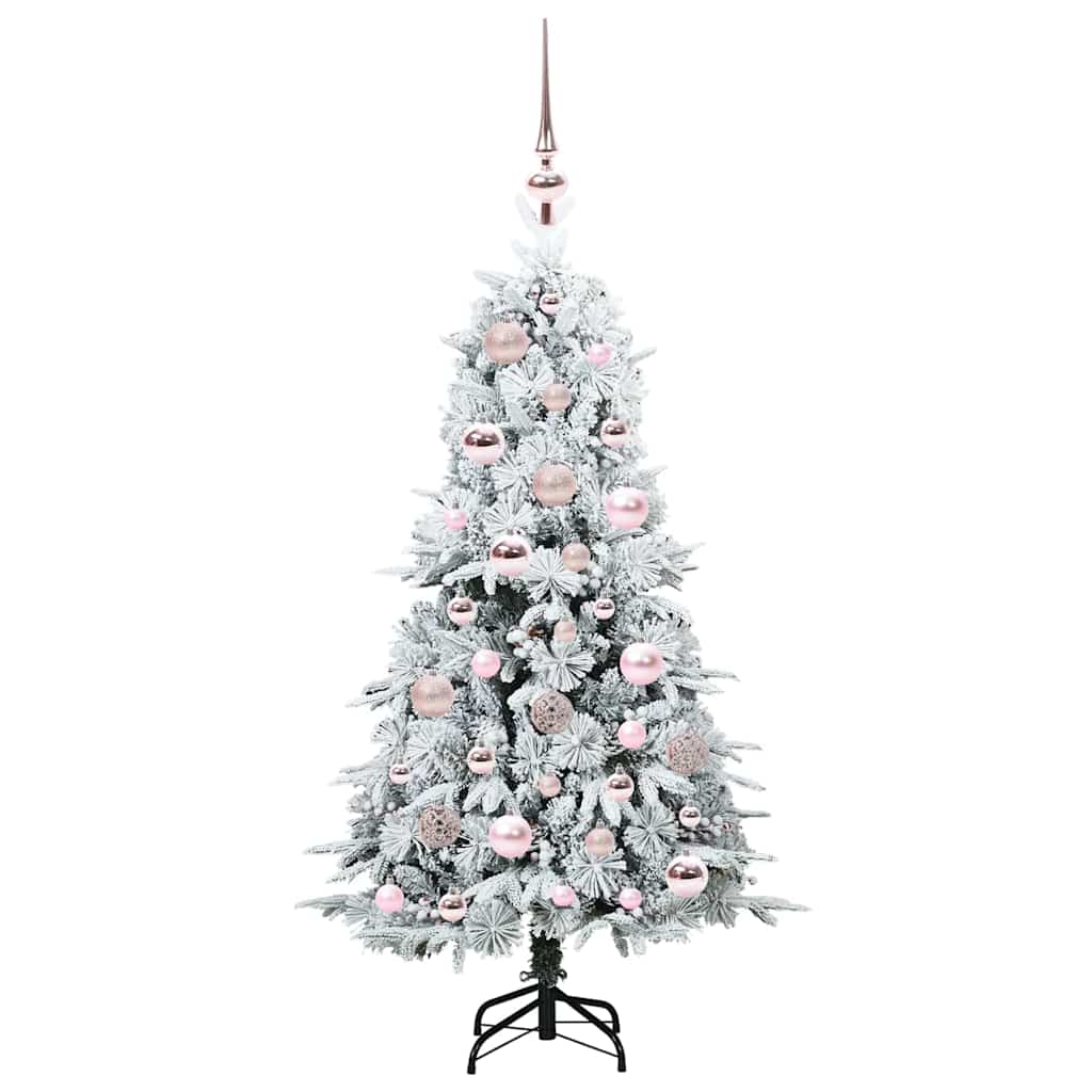 Kunstigt Hinged Juletræ med 150 LED'er Hvid 120 cm PE og PVC